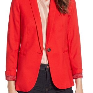 JCREW Parke Red Blazer in Stretch Linen Size 4
